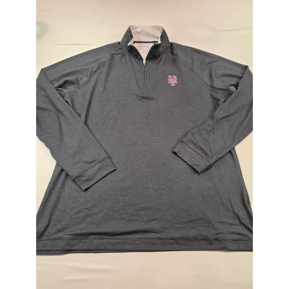 Johnnie-O New York Mets Freeborne 1/4 Zip Pullover Black Womens Large JWKO3620